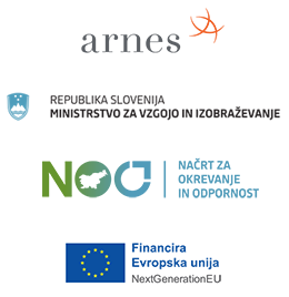 Logotipi partneric projeta posodobitve omrežij LAN na VIZ: NOO, Arnes, MVI, EU